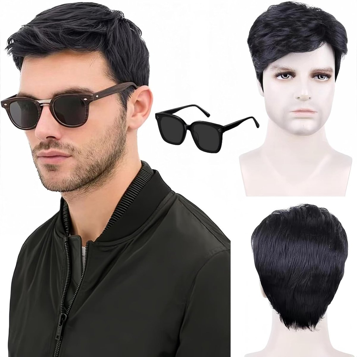 Korte Zwarte Peruk voor Mannen, 70s 80s Disco Stijl, Krullend en Vol, Geschikt voor Cosplay en Halloween Feesten