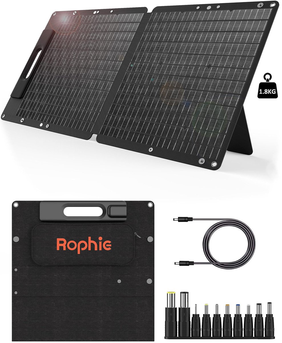 SnelShoppen - Opvouwbaar Zonnepaneel 60W Draagbaar Monokristallijn Flexibel USB Type C DC Uitgang 1,8 kg Ultralicht IPX67 Voor Camping Reizen Tuin Bal