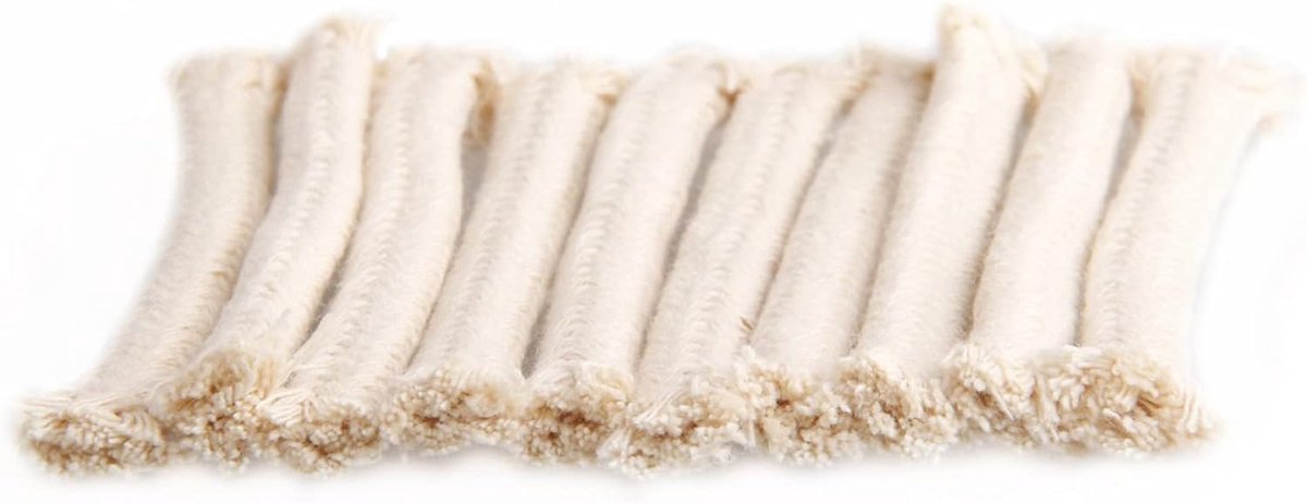 SnelShoppen - 10 x 1 cm Dikke Katoenen Ronde Lonten voor Kaarsen, Tuinfakkels, Alcohollampen - Wit - Duurzaam en Multifunctioneel