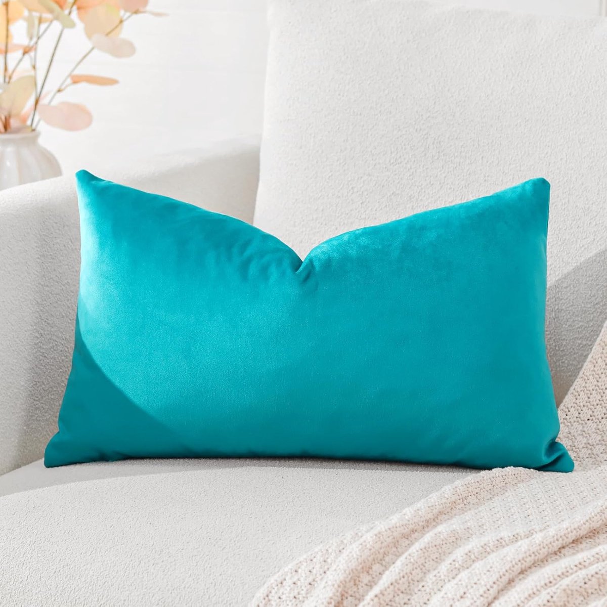 SnelShoppen - Luxe Fluwelen Kussenhoezen 30x50cm Turquoise - Super Zachte Decoratieve Kussens voor Bank, Slaapkamer, Auto - Elegant en Comfortabel