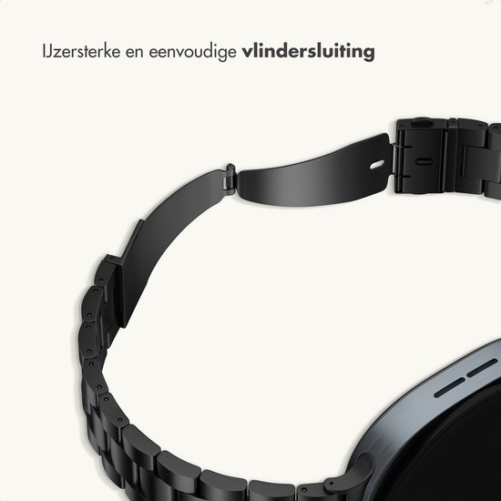 IJzersterke en eenvoudige vlindersluiting van het zwarte stalen bandje.
