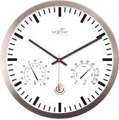 NeXtime NE-90513WI Wandklok + Weerstation 25cm Wit RC Aluminium