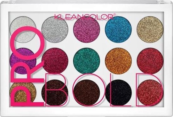 Kleancolor Pro Bold Pressed Glitter Palette - ES1522 Flashy - Oogschaduw Palette - 15 kleuren