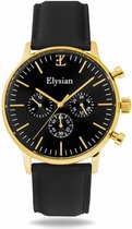 Elysian - Horloges voor Mannen - Goud Klassiek Leer - Waterdicht - Krasvrij Saffier - 43mm