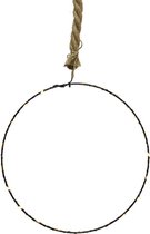 Raam/deur decoratie hangende ijzeren cirkel/ring aan touw met verlichting 48 cm - Kerstverlichting - Kerstversiering