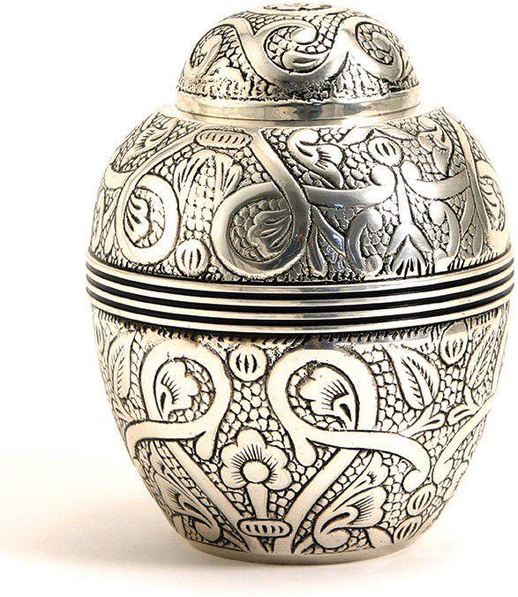Silver Embossed - Urn - Extra Small - Asbeeld Dieren Urn Voor Uw Geliefde Dier - Kat - Hond - Paard - Konijn