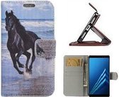 Samsung A8 2018 Hoesje Wallet Case Zwarte Paard