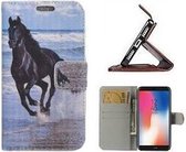 Huawei Y6 2018 Hoesje Wallet Case Zwarte Paard