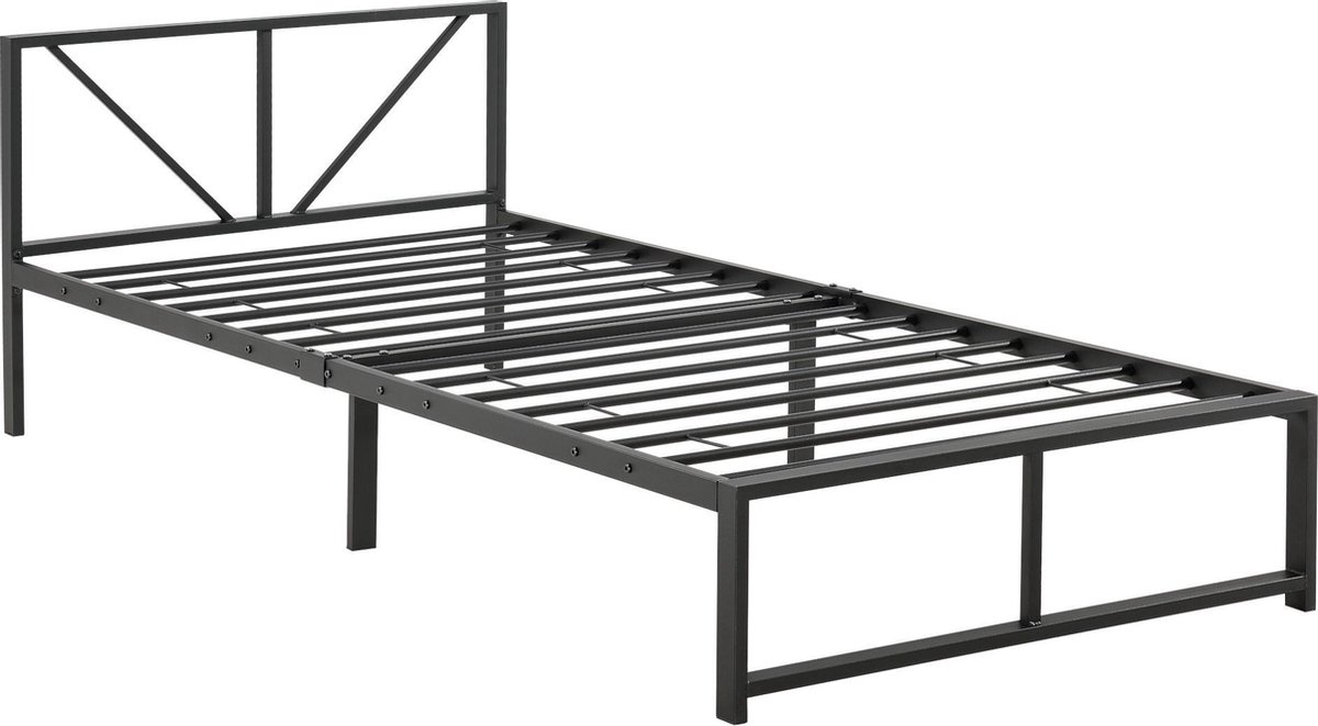 Habitat Et Jardin Cadre De Lit Métal 160 X 200 Cm – Sommier à Lattes Noir Robuste Et Élégant, Queen Size