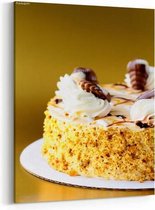 Schilderij - White Cream Icing Cake with Fruits and Chocolate — 70x100 cm
