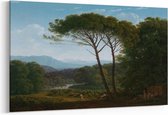 Schilderij - Italiaans landschap met pijnbomen — 90x60 cm