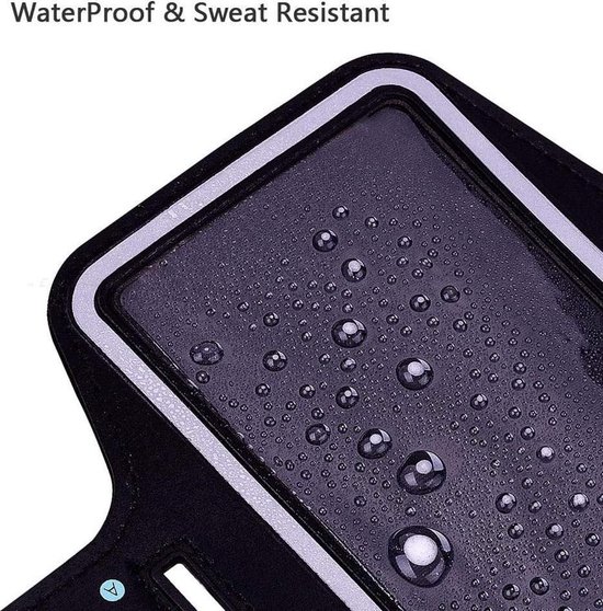 Bracelet Sport / Running Samsung Galaxy M20 (NOIR) Résistant aux éclaboussures, Réfléchissant, Néoprène, Confortable avec Porte-Clé