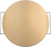 Excellent Houseware - Pizzasteen - met Metalen - Houder - 33 cm - Keramiek - Steen - Beige - Warmte - Absorberend