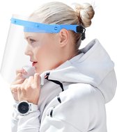 Bouclier de protection du visage Visière intégrale avec capuchon de protection à bande élastique réglable pour hommes et femmes (paquet de 10) - Bleu