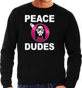 Hippie jezus Kerstbal sweater / Kersttrui peace dudes zwart voor heren - Kerstkleding / Christmas outfit S