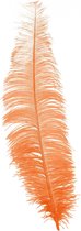 Oranje pauwenveer 40 cm - Charleston/jaren 20/twenties thema verkleed accessoire