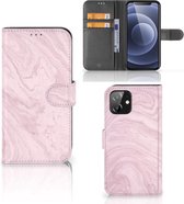 GSM Hoesje iPhone 12 | 12 Pro (6.1") Flip Case Marble Pink