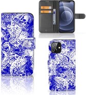 Book Style Case iPhone 12 | 12 Pro (6.1") Smartphone Hoesje Angel Skull Blue