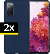 Samsung S20 FE Hoesje Back Cover Siliconen Case Donker blauw - 2 Stuks