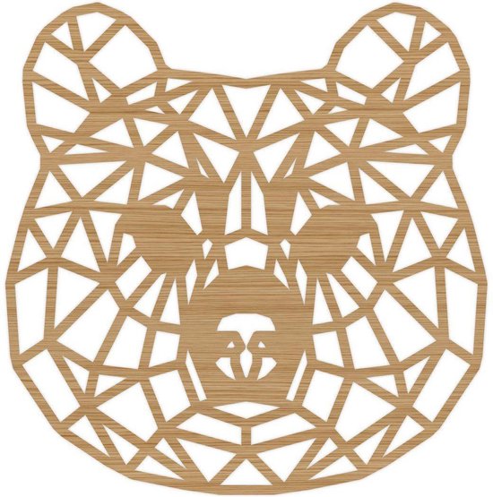 Geometrische Dieren Panda - Bamboe hout - L (55x57 cm) - Cadeau - Kinderen - Geschenk - Woon decoratie - Woonkamer - Slaapkamer - Geometrische wanddecoratie - WoodWideCities