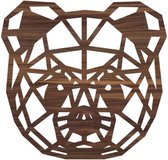 Geometrische Dieren Beer - Noten hout - M (35x34 cm) - Cadeau - Kinderen - Geschenk - Woon decoratie - Woonkamer - Slaapkamer - Geometrische wanddecoratie - WoodWideCities