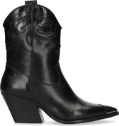 Manfield - Dames - Zwarte leren cowboylaarzen - Maat 38