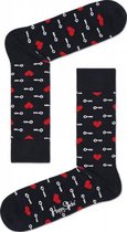 Happy Socks Key to my Heart Sokken - Zwart/Rood - Maat 41-46