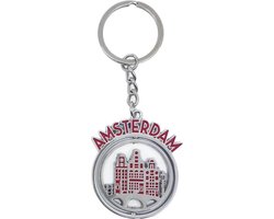Sleutelhanger Mono Spinning Amsterdam Huisjes Rood - Souvenir