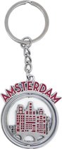 Sleutelhanger Mono Spinning Amsterdam Huisjes Rood - Souvenir