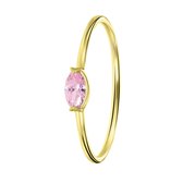 Dames Ring markies licht roze - Ring - Cadeau - 14 Karaat Goud - Geelgoud