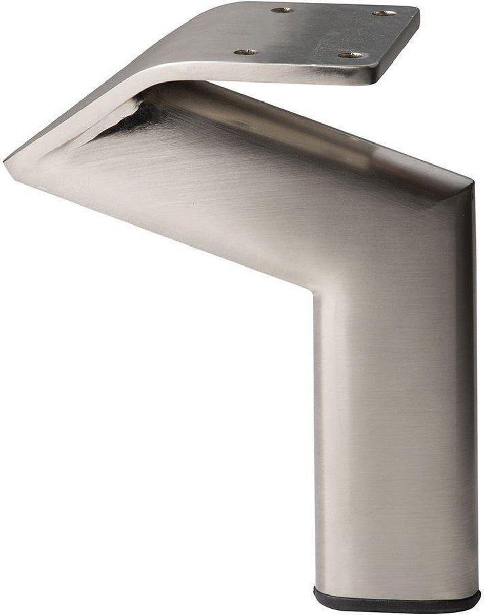 FLE - Stalen meubelpoot rvs look design 11,5 bij 2 cm en hoogte 14 cm (koker 2 x 4 cm)