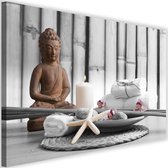 Schilderij Boeddha met kaars, 2 maten, zwart-wit/bruin, Premium print