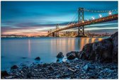 Schilderij Bay Bridge San Francisco, bij nacht,  4 maten