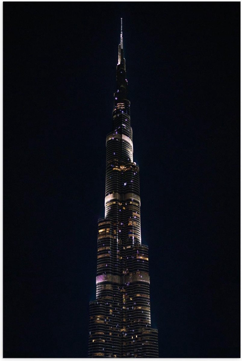 Poster – Dubai Fontein in het Donker - 40x60cm Foto op Posterpapier