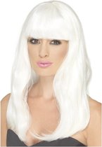 SMIFFYS - Perruque longue blanche phosphorescente pour femme - Perruques