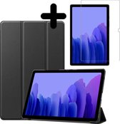 Hoes Geschikt voor Samsung Galaxy Tab A7 Hoes Book Case Hoesje Trifold Cover Met Screenprotector - Hoesje Geschikt voor Samsung Tab A7 Hoesje Bookcase - Zwart