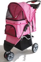 Hondenbuggy Pink 3-wieler - Huisdieren wandelwagen inklapbaar - Dogs&Co