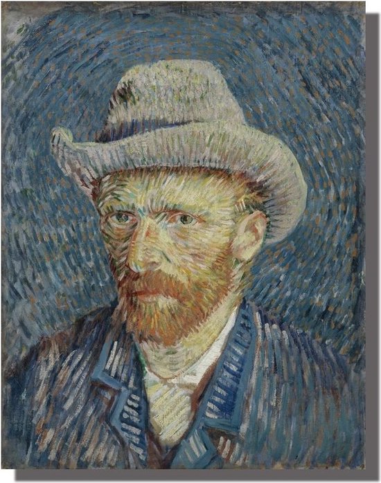 Fine Asianliving Schilderij Wall Art Canvas Print 70x90cm Portret van Gogh Handgemaakt Giclee