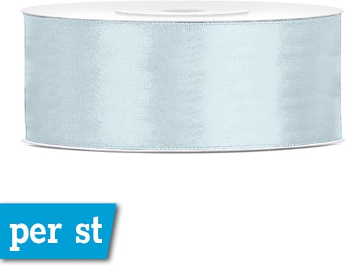 Licht powder blauw satijnlint 2,5 cm breed en 25 m lang