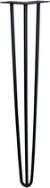 Zwarte massieve 3-punt hairpin tafelpoot 80 cm