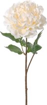 Kunstbloem - Zijde - Pioen - Creme - 67 cm -  1 bloem per stengel - In cadeauverpakking met gekleurd lint
