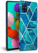 Fonu Marmer Backcase hoesje Samsung A51 Blauw