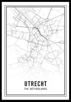 Punt. Poster - City Map Utrecht - 42 X 29.7 Cm - Zwart En Wit