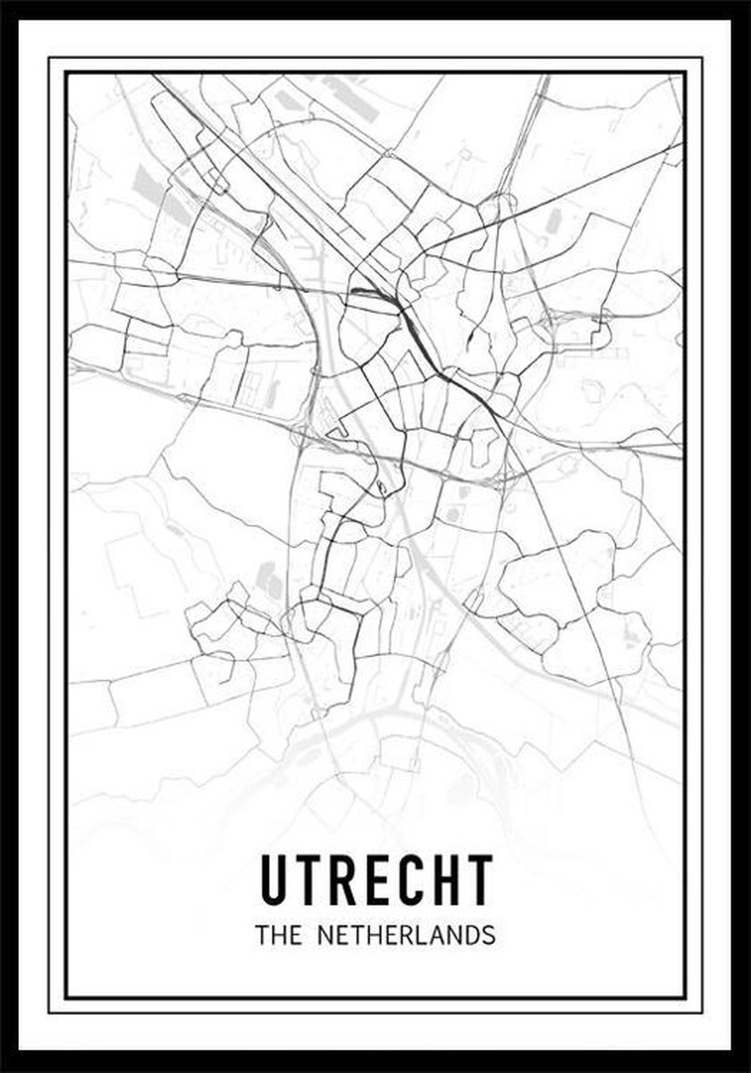 Punt. Poster - City Map Utrecht - 42 X 29.7 Cm - Zwart En Wit