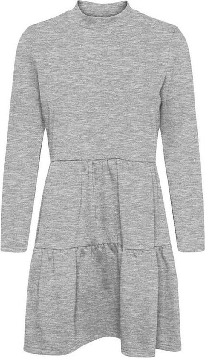 Vmnatalia l/s frill sweat dress Light grey melange.