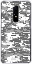 OnePlus 6 Hoesje Transparant TPU Case - Snow Camouflage #ffffff