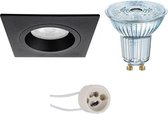 LED Spot Set - OSRAM Parathom PAR16 927 36D - Pragmi Rodos Pro - GU10 Fitting - Dimbaar - Inbouw Vierkant - Mat Zwart - 5.5W - Warm Wit 2700K - 93mm