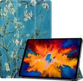 Tablet Hoes voor Lenovo Tab P11 Pro 11.5 inch - Tri-Fold Book Case - Cover met Auto/Wake Functie - Witte Bloesem