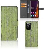 Wallet Book Case Geschikt voor Samsung Galaxy Note20 Ultra Telefoon Hoesje Green Wood