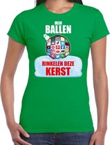 Rinkelende Kerstbal shirt / Kerst t-shirt Mijn ballen rinkelen deze Kerst groen voor dames - Kerstkleding / Christmas outfit L